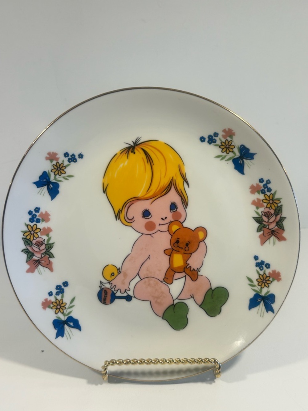 Vintage 1974 Chadwick Miller Baby Decorative Plate Nursery Decor Made in Korea